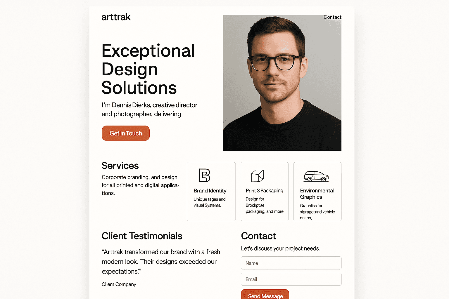 arttrakc.com website mockup